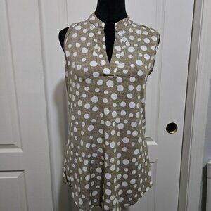 SJS Polka Dot Pattern Sleeveless V-Neck Top Size Medium